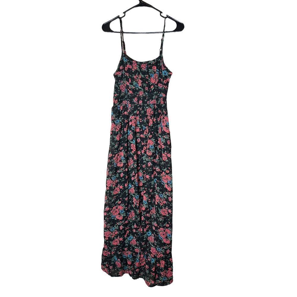 Urban Outfitters Pins & Needles‎ Chiffon Black Floral Maxi Dress Size Small